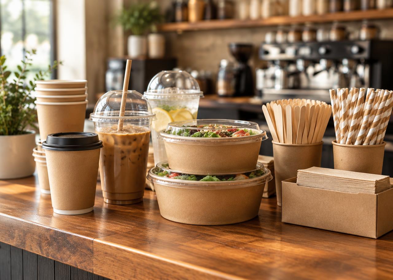 Insumos para cafetería: vasos, ensaladeras y utensilios